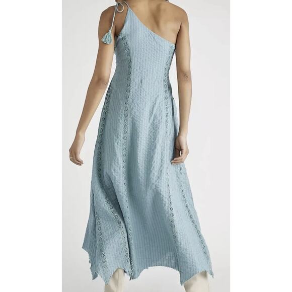 Free People Bella Mint Blue Boho One Shoulder Maxi Dress Size S Festival - Picture 3 of 15